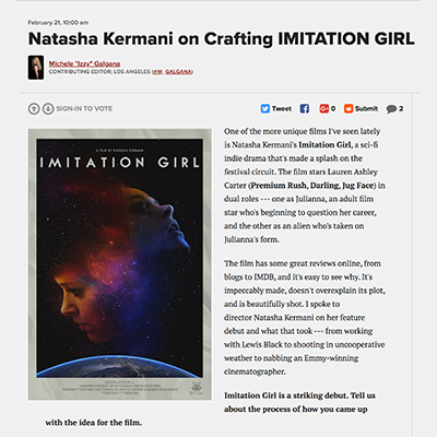 Natasha Kermani on Crafting IMITATION GIRL
